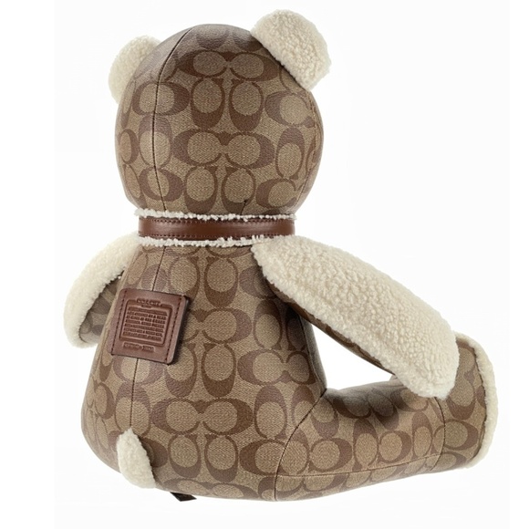 LARGE COACH COLLECTIBLE LEATHER & SHEARLING BEAR IN SIGNATURE CANVAS F75528 - Picture 2 of 12